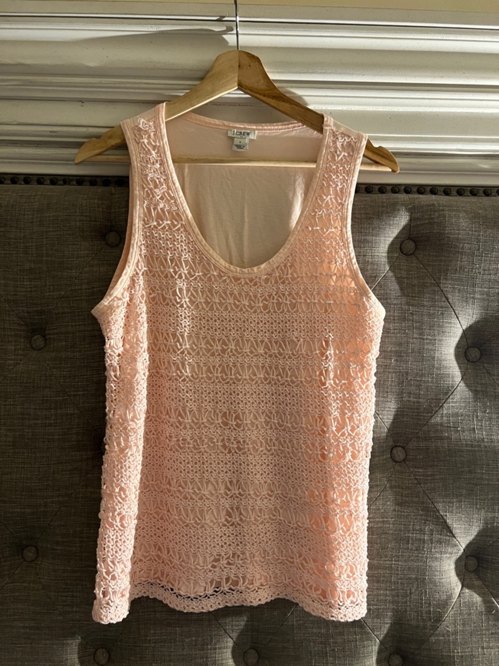 J. CREW Soft Blush Crochet Tank -Small